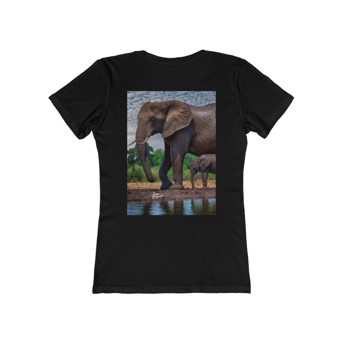 Elephant Baby with Mom Fitted Boyfriend Tee for Women by Enjoy Nature