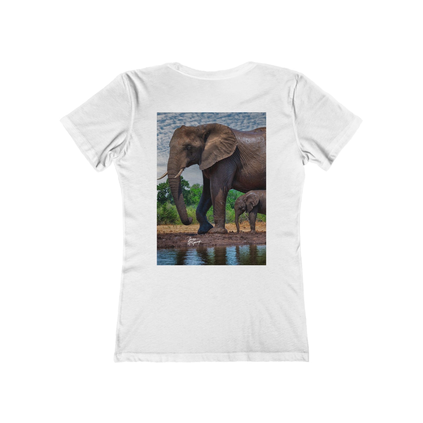 Elephant Baby with Mom Fitted Boyfriend Tee for Women by Enjoy Nature