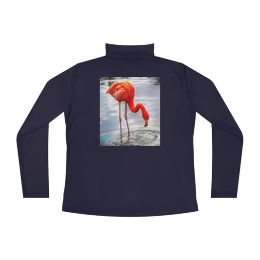 Stay Cozy in Style with Women's Flamingo Long Sleeve Quarter Zip Pullover - A Wardrobe Essential