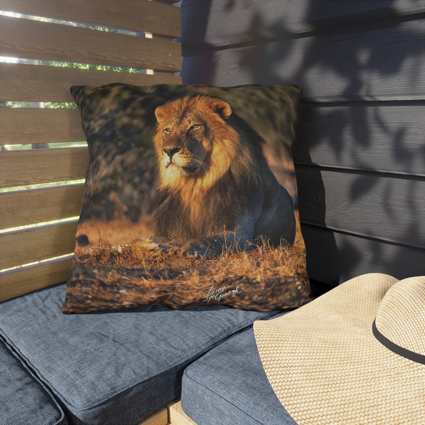 Enjoy Nature Outdoor Pillow with Lion King of Jungle – Artistic, Comfy, and Durable Decorative Accent