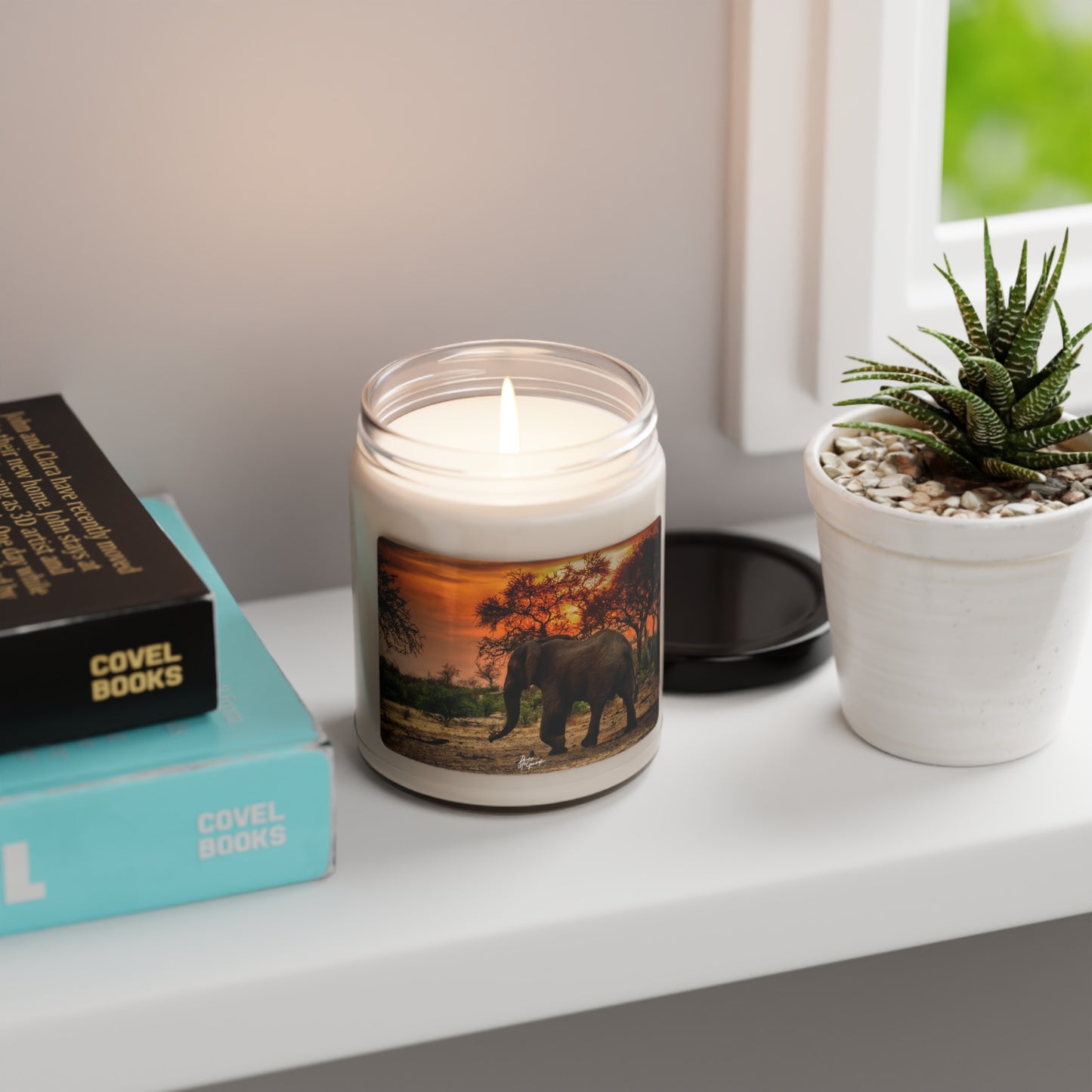 Experience the Pure Essence of Nature with the Spirited Elephant at Sunset Scented Soy Candle by Enjoy Nature