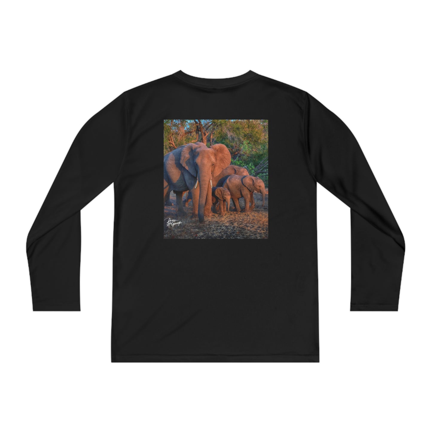 Youth Competitor Long Sleeve Tee with Elephant Family Herd by Enjoy Nature