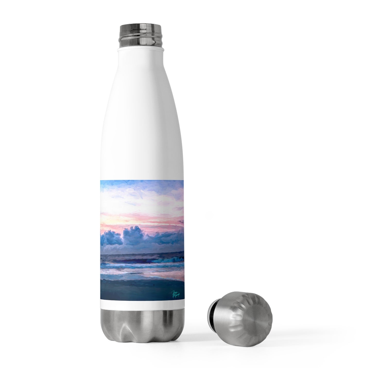 Eco friendly water bottle, Cotton Candy Sunrise on St. Simon Island, 20oz Insulated Bottle