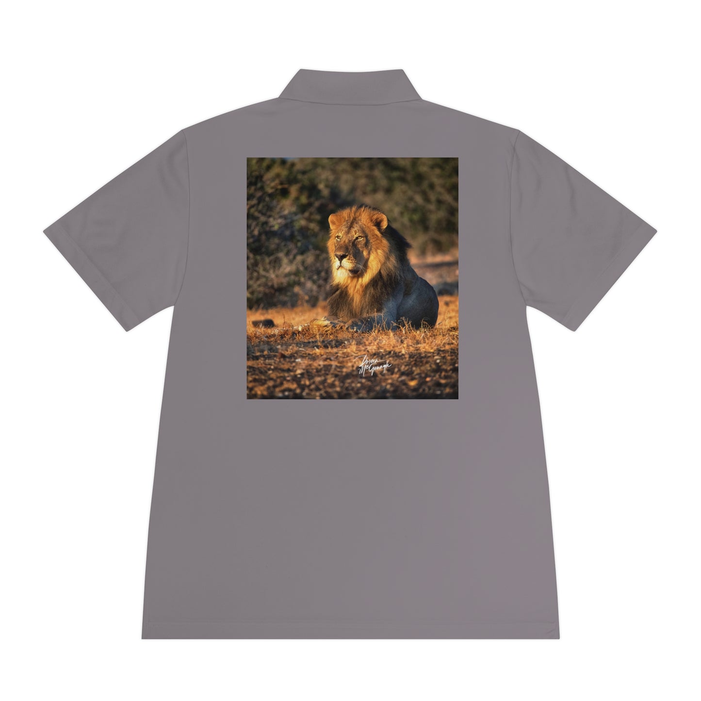 Men's Performance Polo Shirt - Lion King of the Jungle by Enjoy Nature