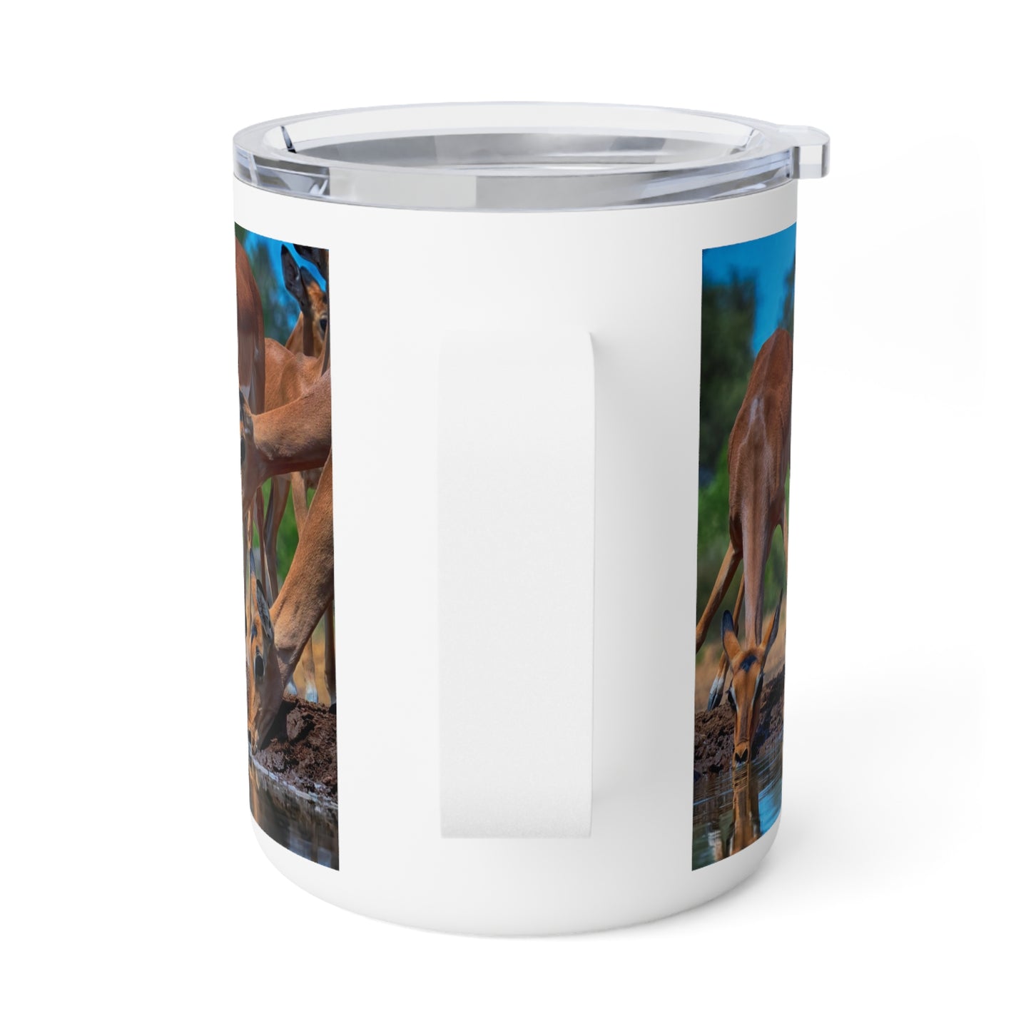 Enjoy Nature 10 oz Travel Tumbler with African Antelope at Watering Hole Design