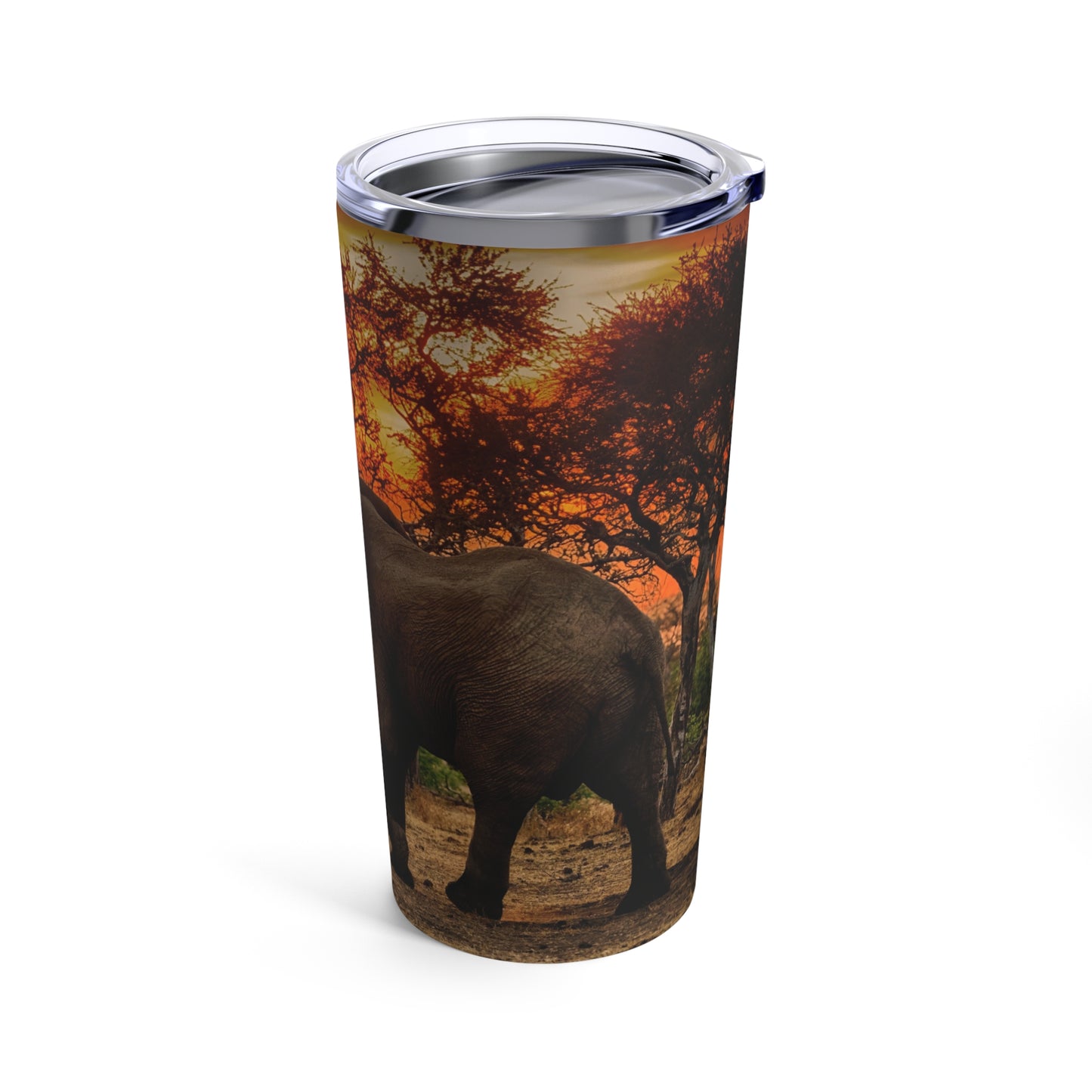 Enjoy Nature Spirited Elephant at Sunset on Savanna 20 oz Travel Tumbler