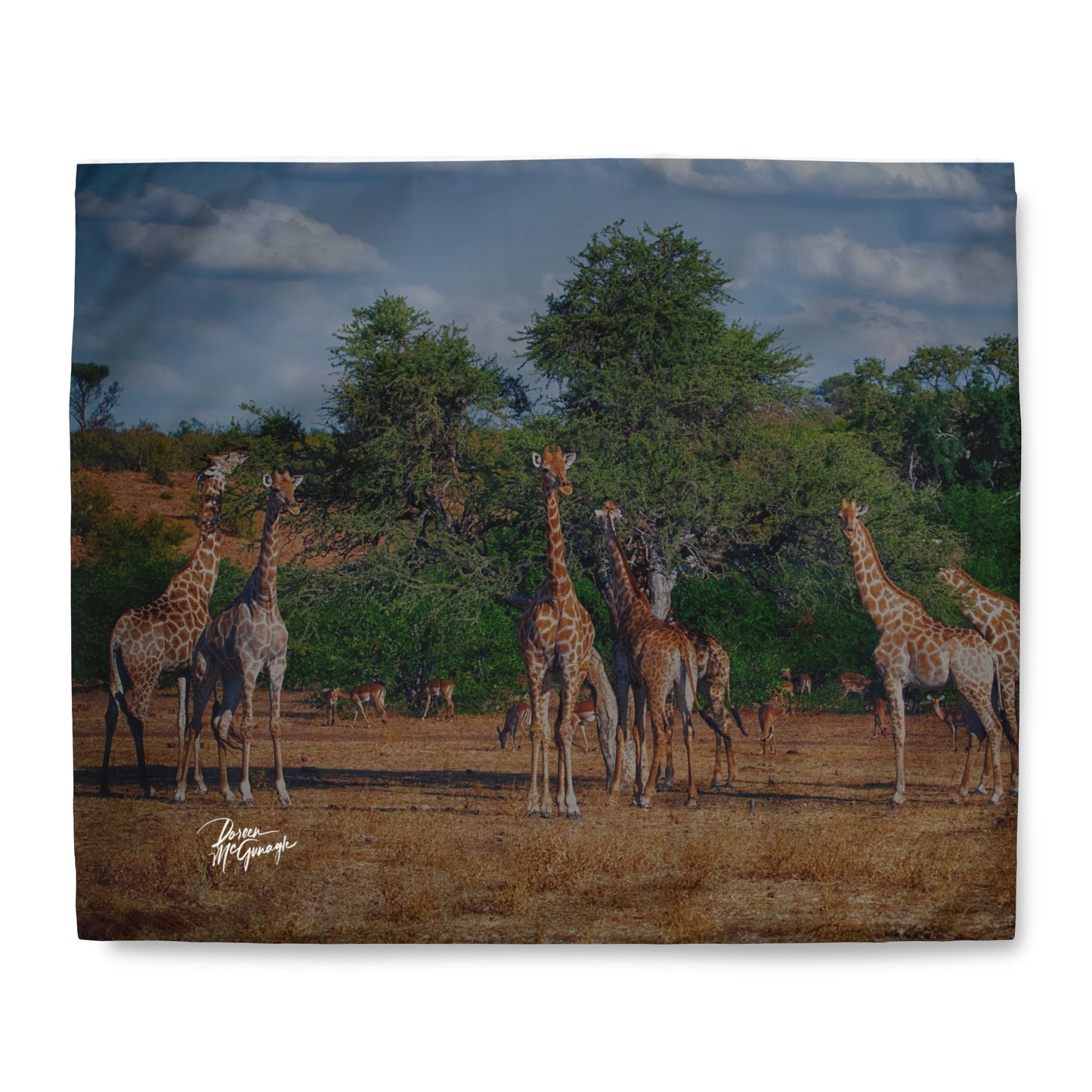 Enjoy Nature Giraffe Family Duvet Cover