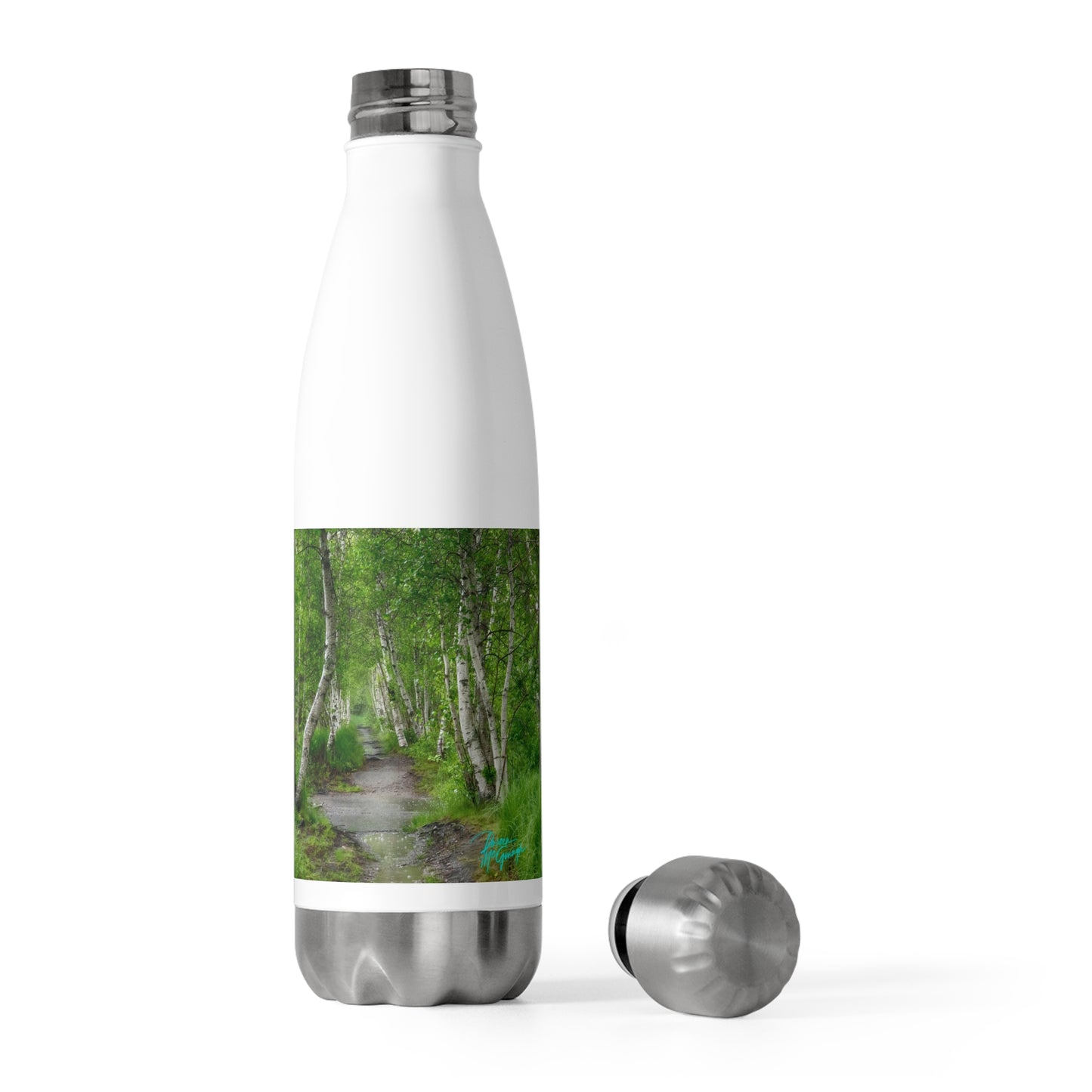 Eco friendly water bottle, Silver Birch Path, 20oz Insulated Bottle