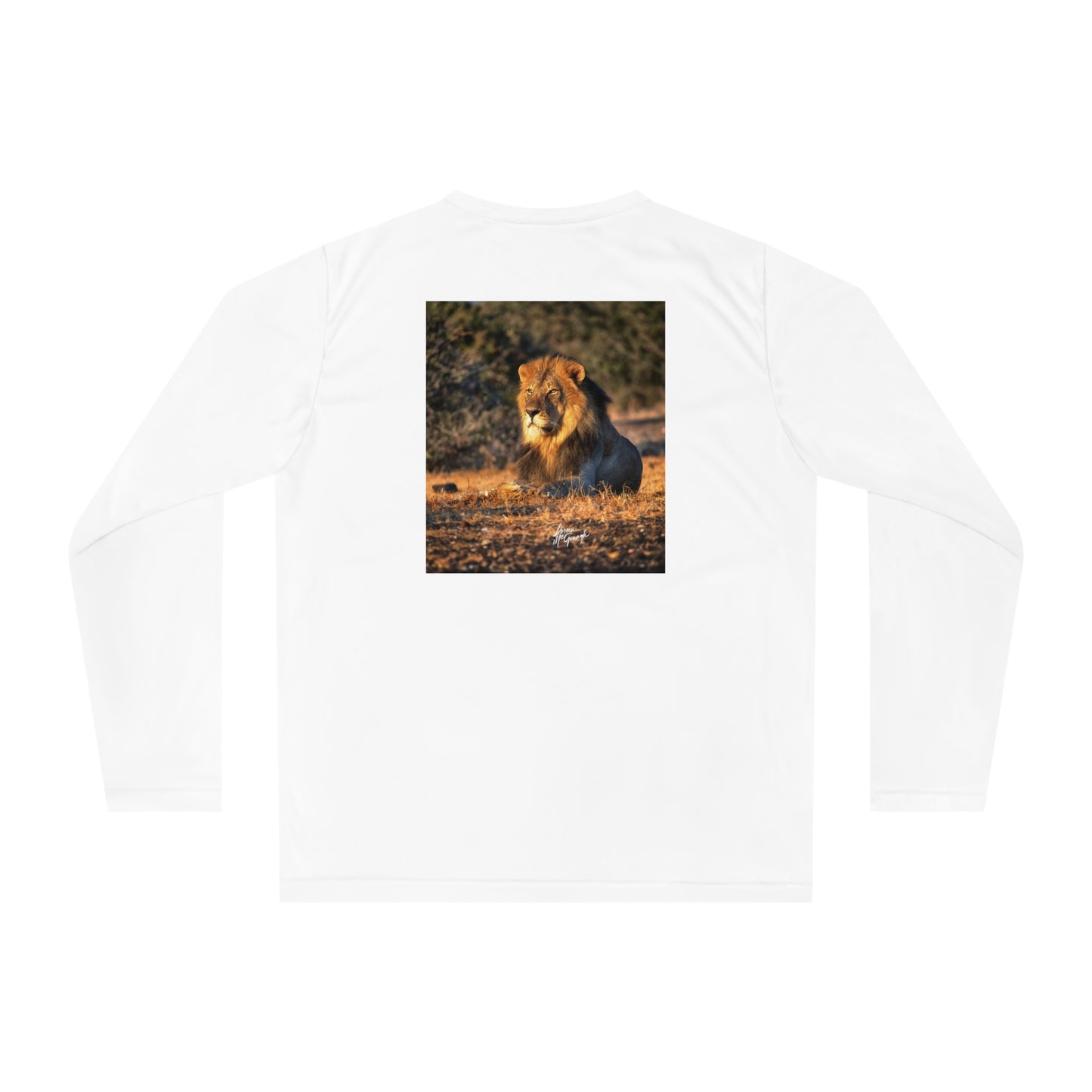 Unisex Long Sleeve Performance Tee - "Lion King of Jungle" by Enjoy Nature