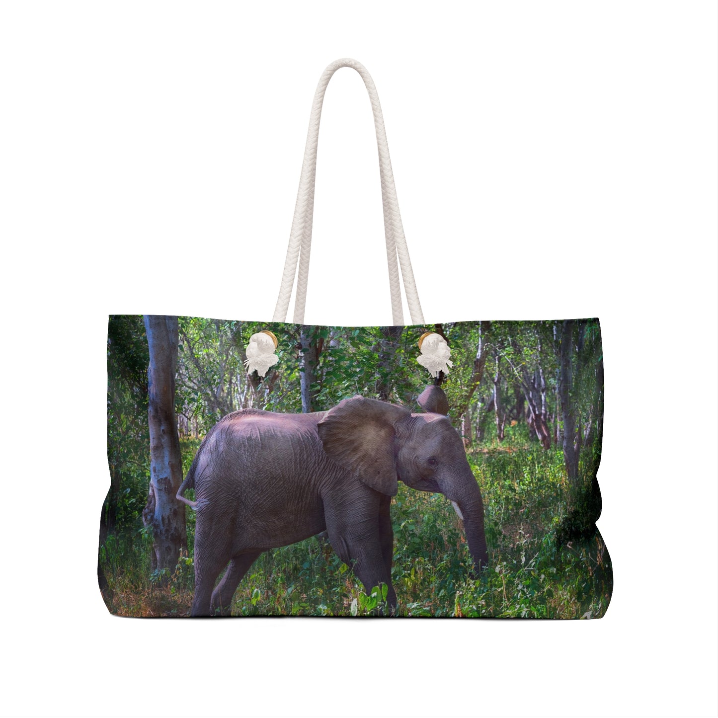 Weekender Tote Bag: Elephant Baby in the Forest by Enjoy Nature