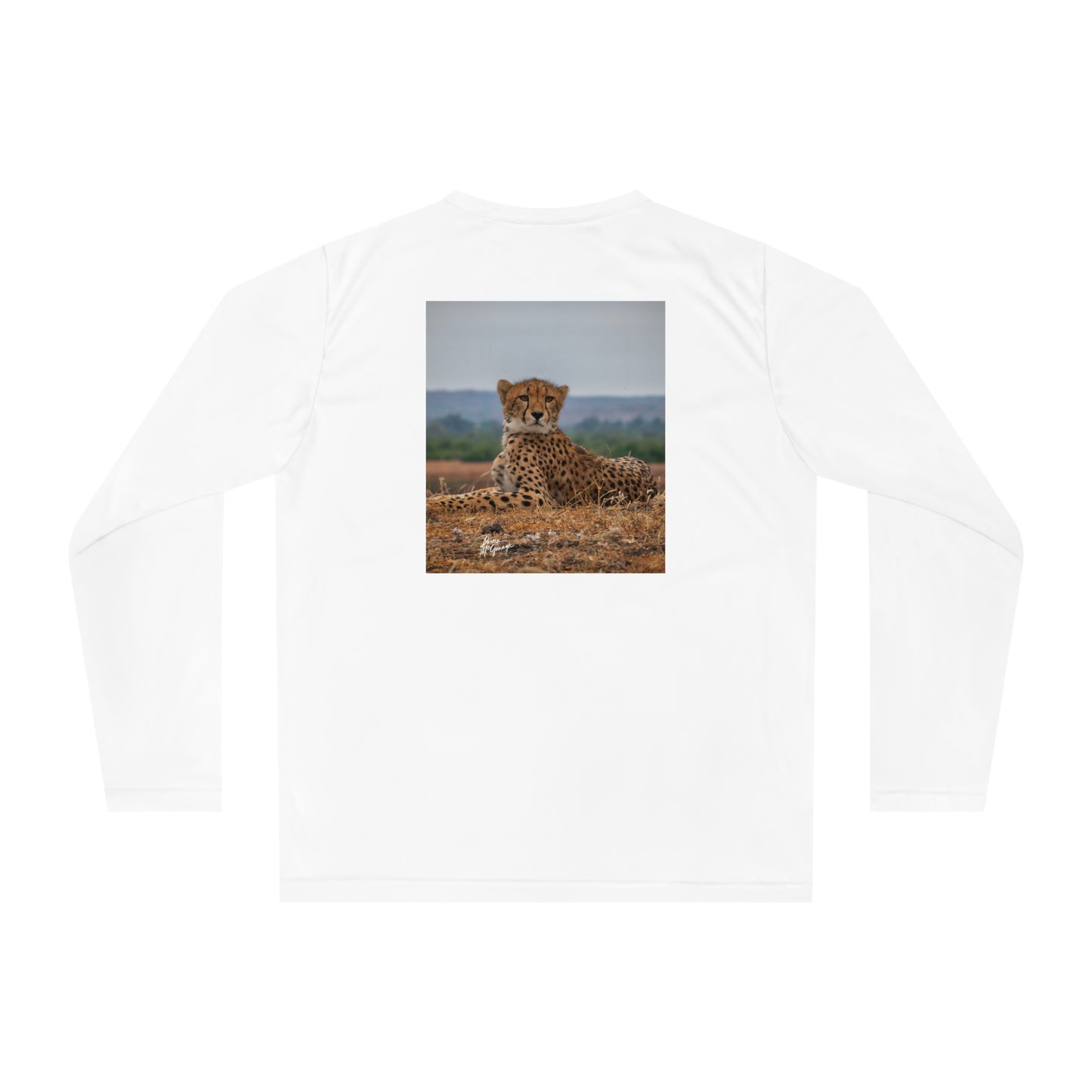 Unisex Long Sleeve Performance Tee - "Cheetah Portrait" by Enjoy Nature