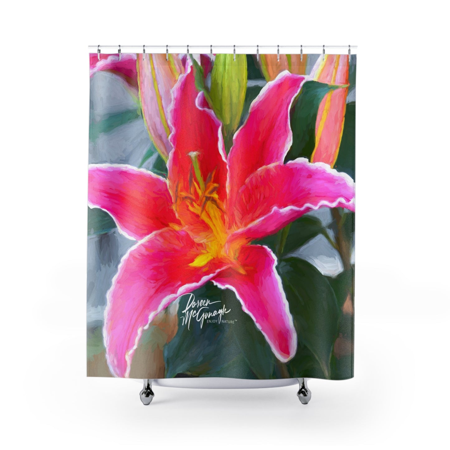 Pink Lily Shower Curtain | Elegant & Earthy Floral Decor by Enjoy Nature