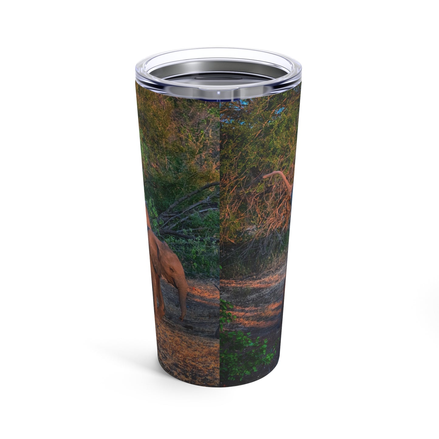 Enjoy Nature Elephant Family in Forest 20 oz Travel Tumbler