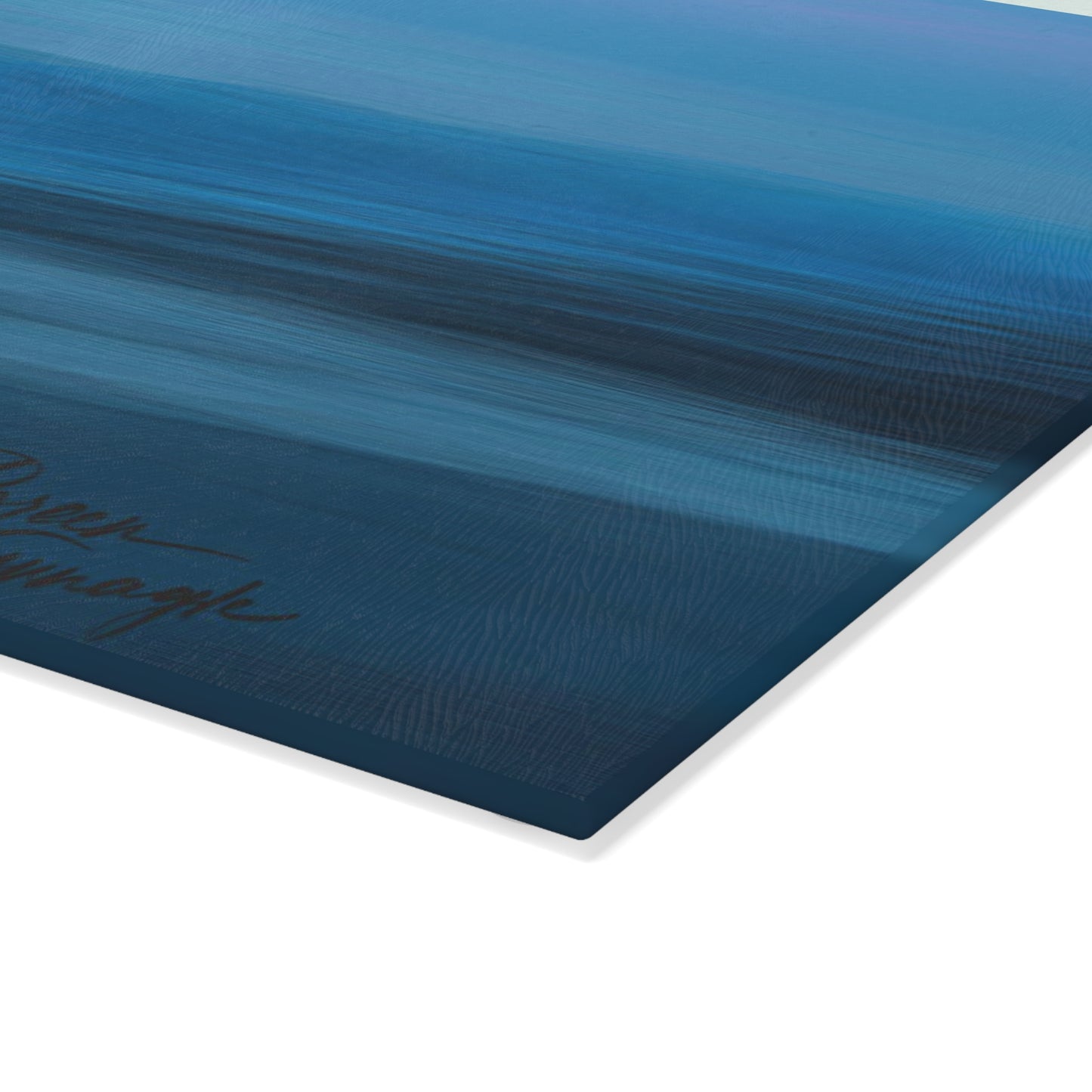 Artistic Blue Dawn Glass Cutting Board with Nature-Inspired Design