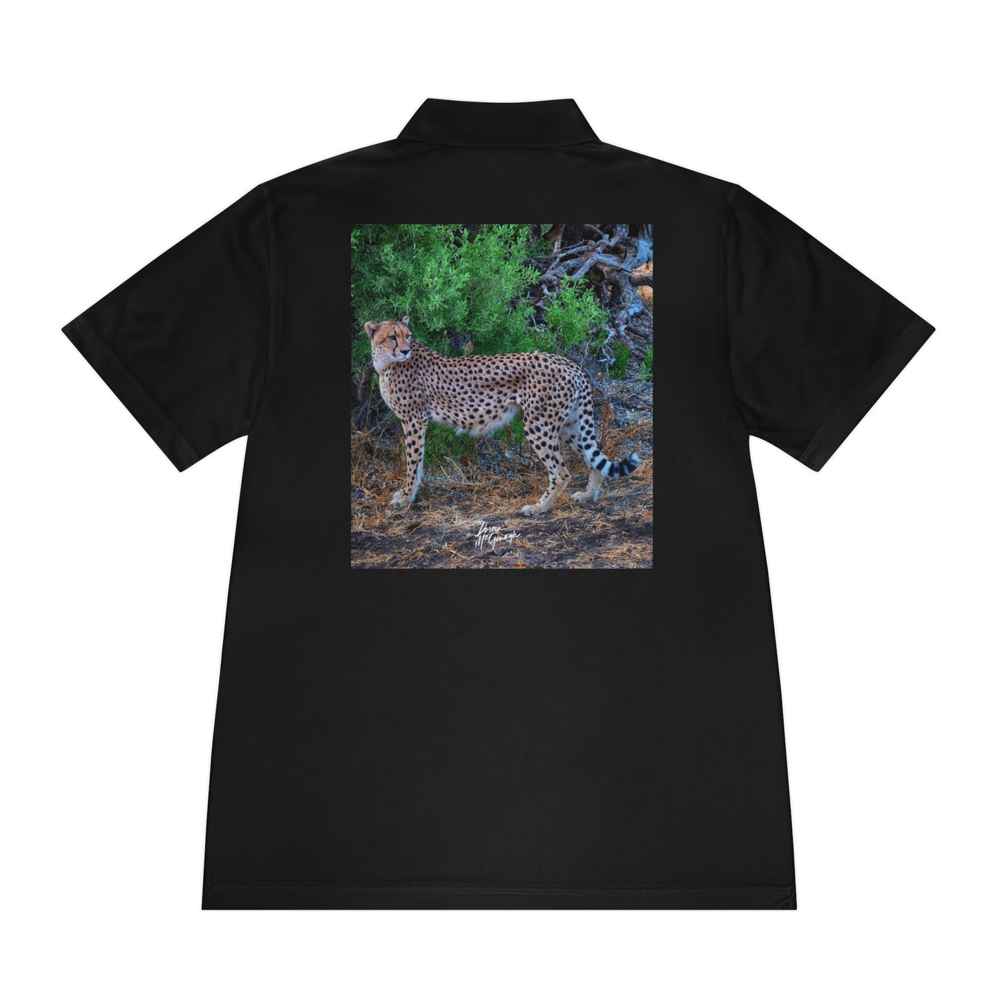 Men's Performance Polo Shirt - Cheetah Stand by Enjoy Nature