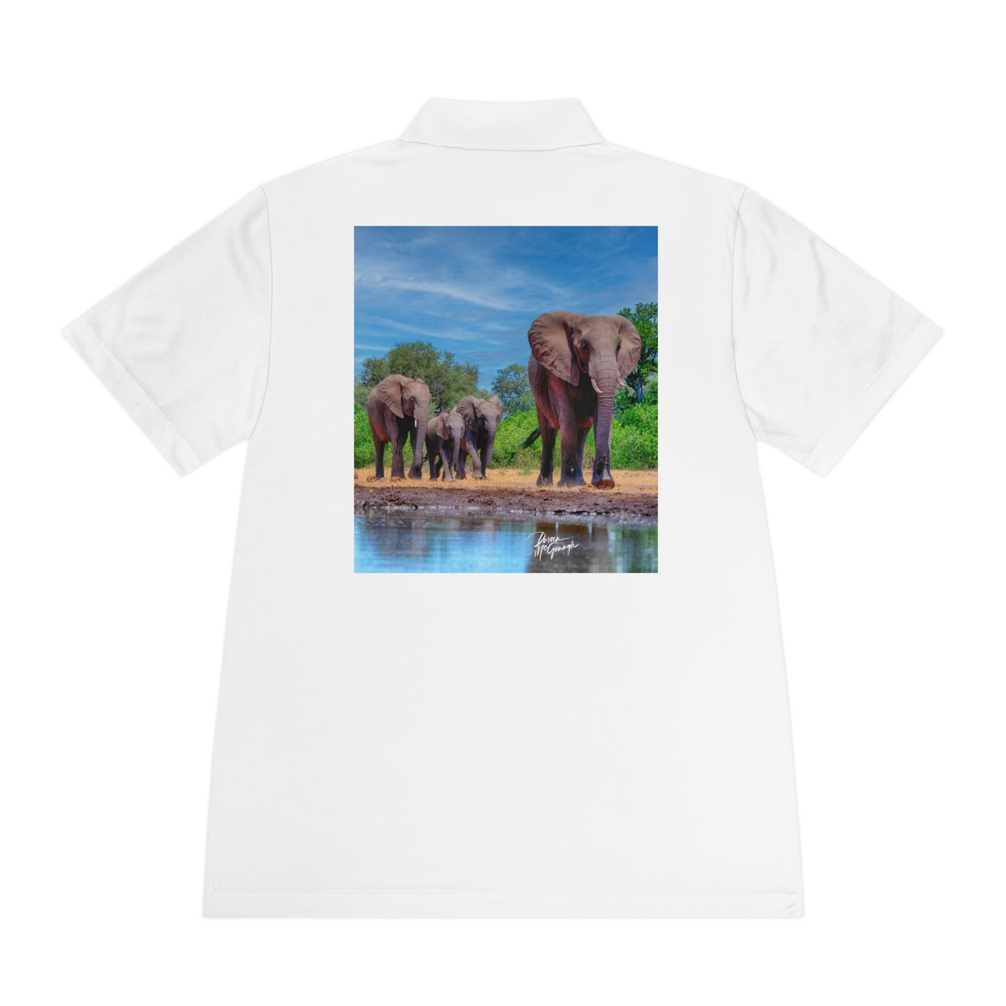 Men's Performance Polo Shirt - Elephant Family by Enjoy Nature