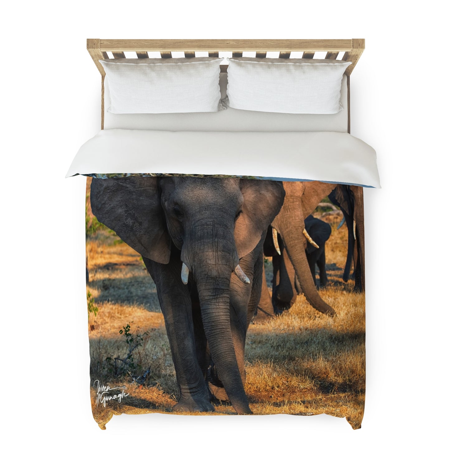 Enjoy Nature Herd of Elephant Walking Duvet Cover