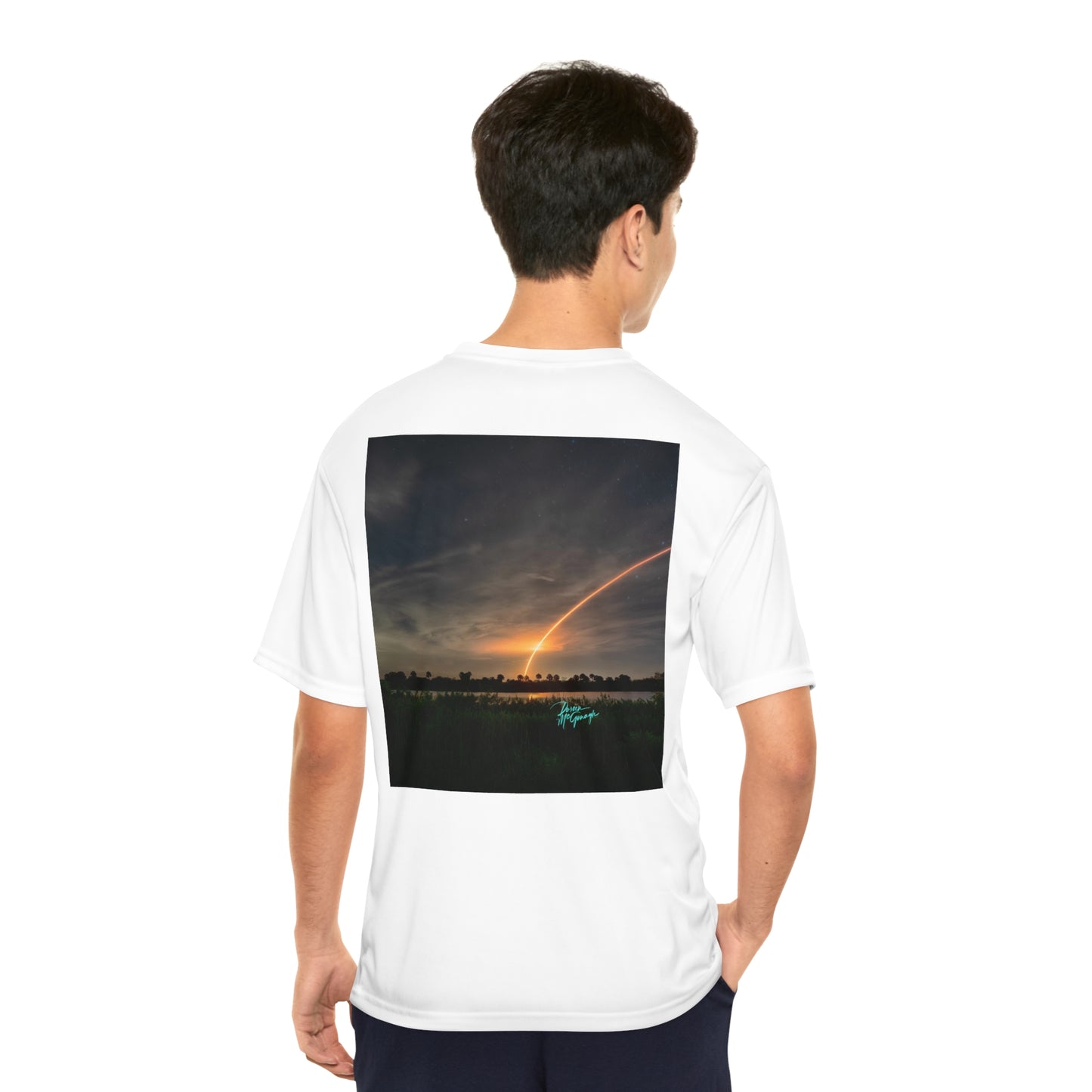 Men's t shirt, Falcon Shuttle Launch, Performance Shirt