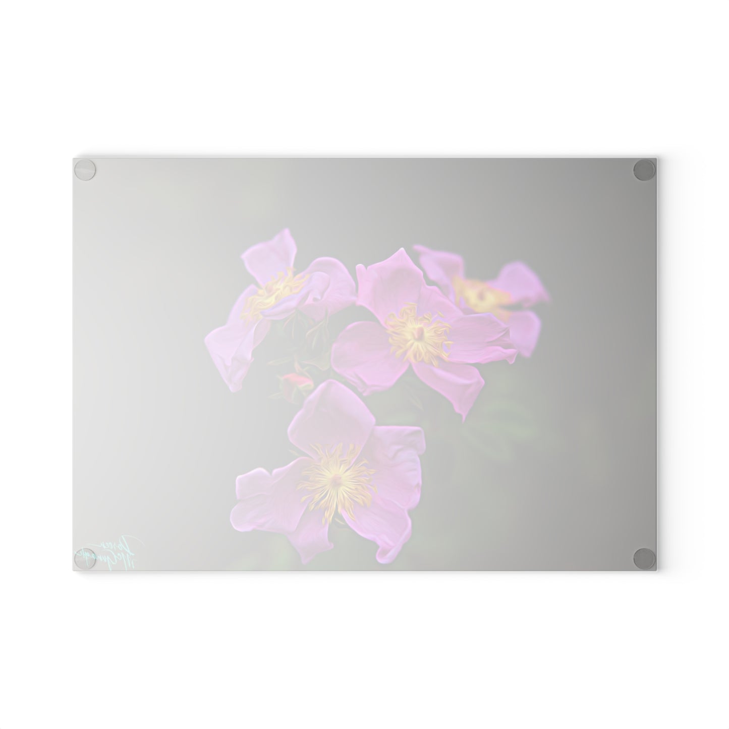 Artistic Enchanted Elegance Wild Flowers Glass Cutting Board with Nature-Inspired Design