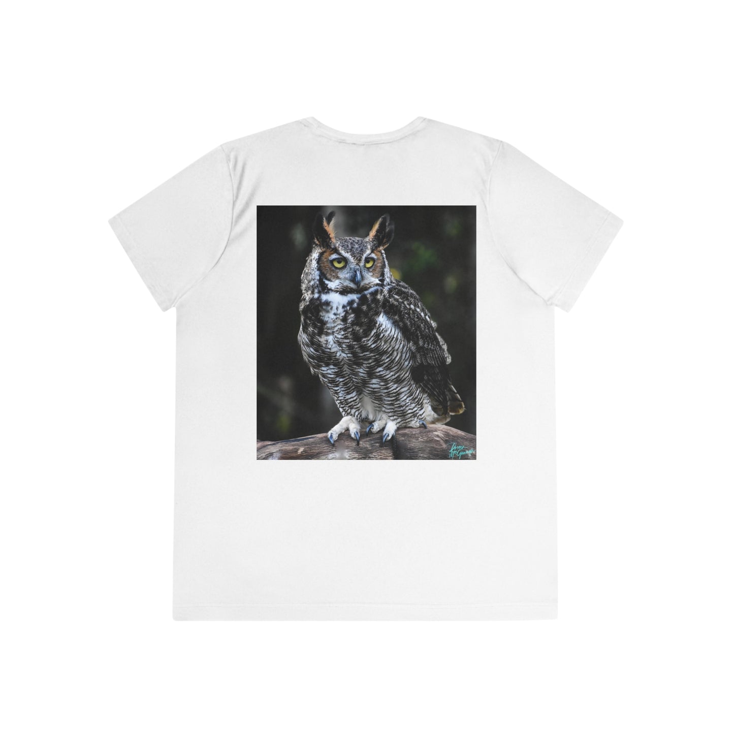 Great Horned Owl Ladies Performance Tee - Stay active and stylish with this moisture-wicking sports tee!