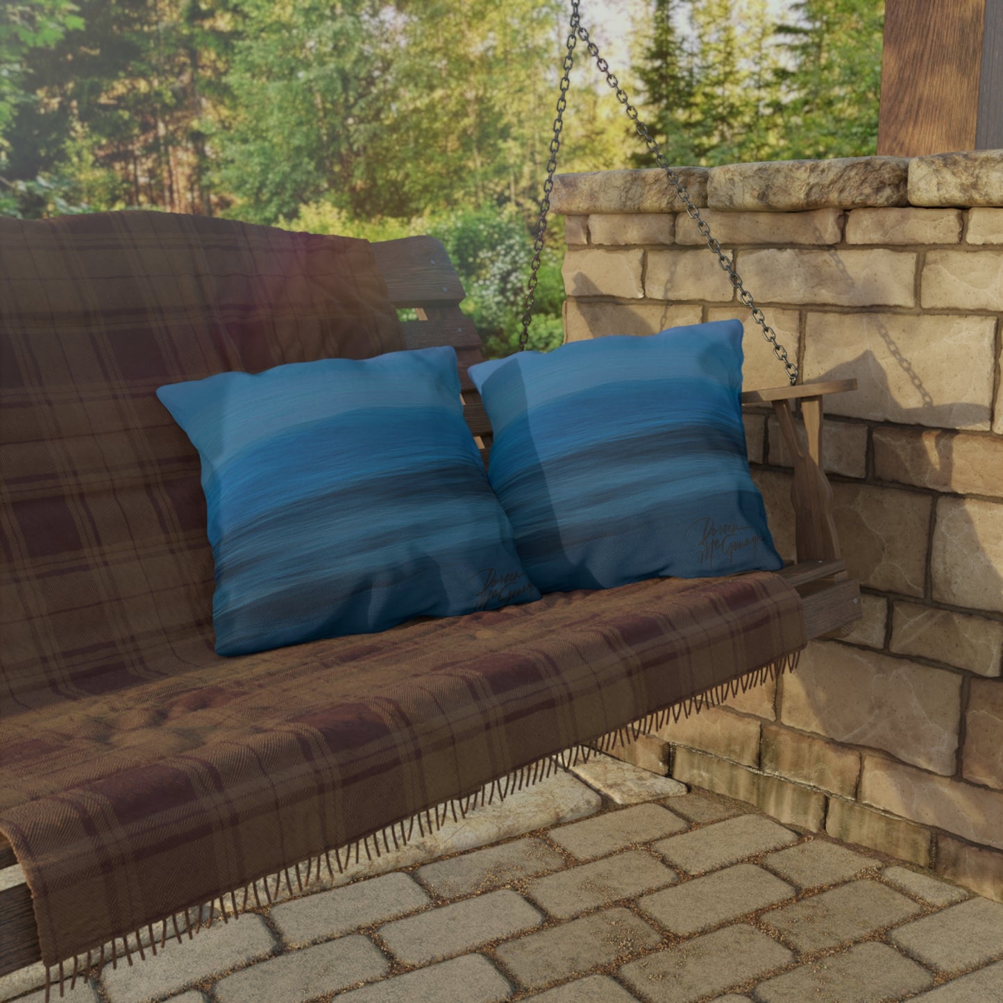 Artistic Outdoor Accent Pillows Blue Dawn