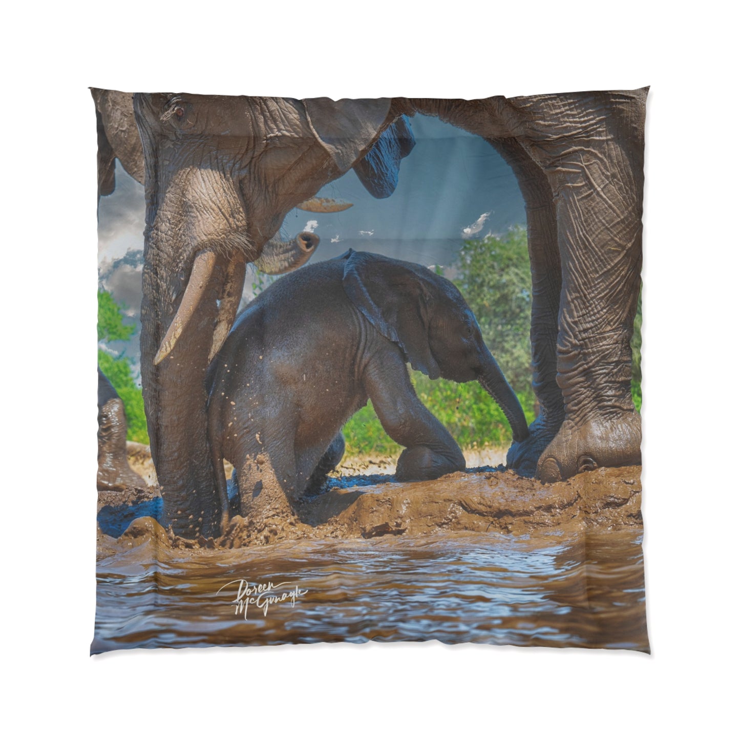 Elephant Baby with Mom's Gentle Touch Comforter by Enjoy Nature