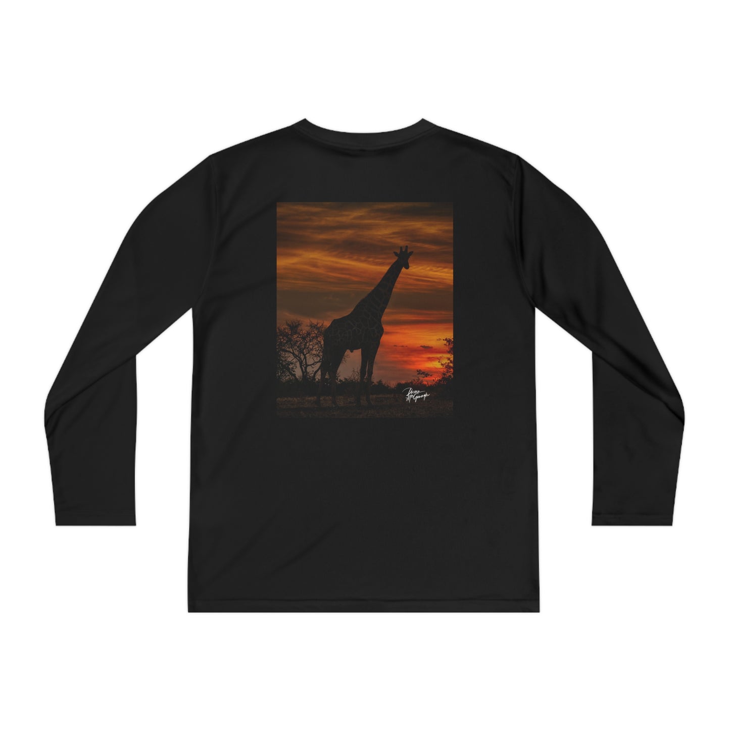 Youth Competitor Long Sleeve Tee with Giraffe Silhouette by Enjoy Nature