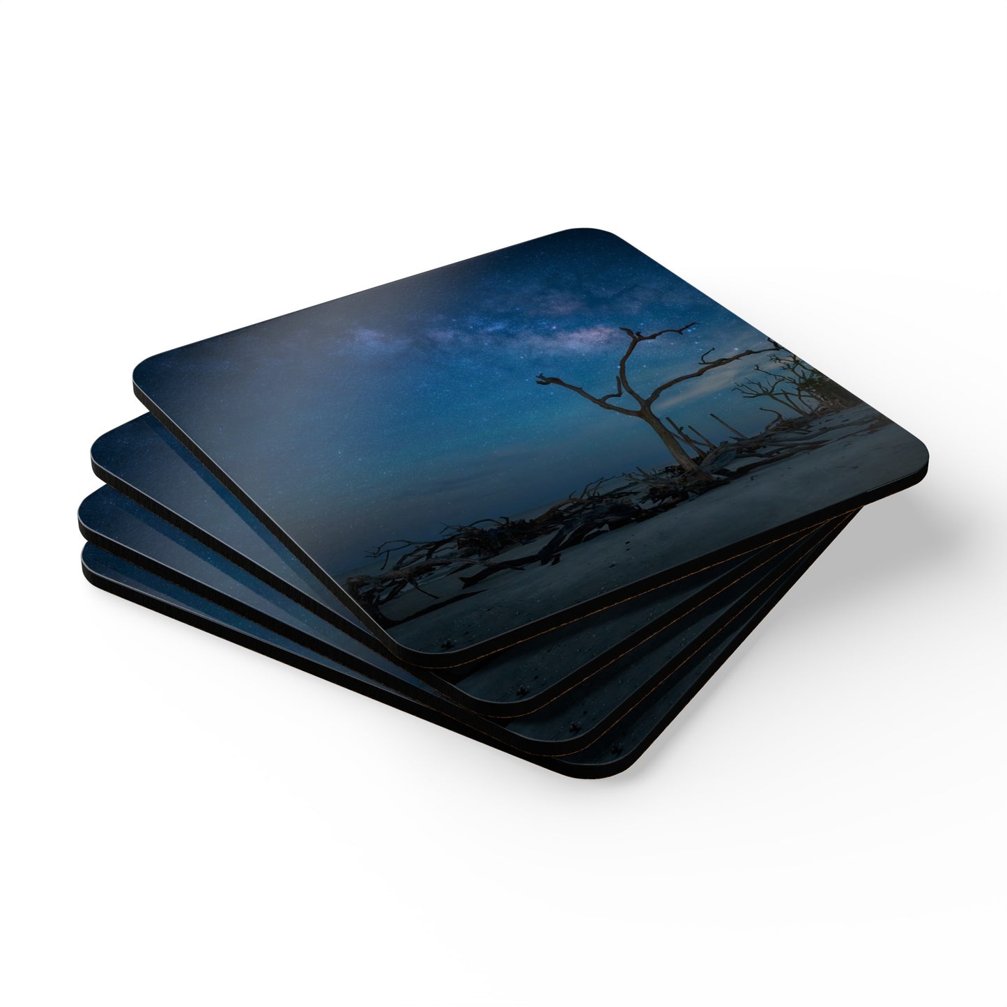 Milky Way Midnight on Jekyll Island Corkwood Coaster Set (Box of 4)