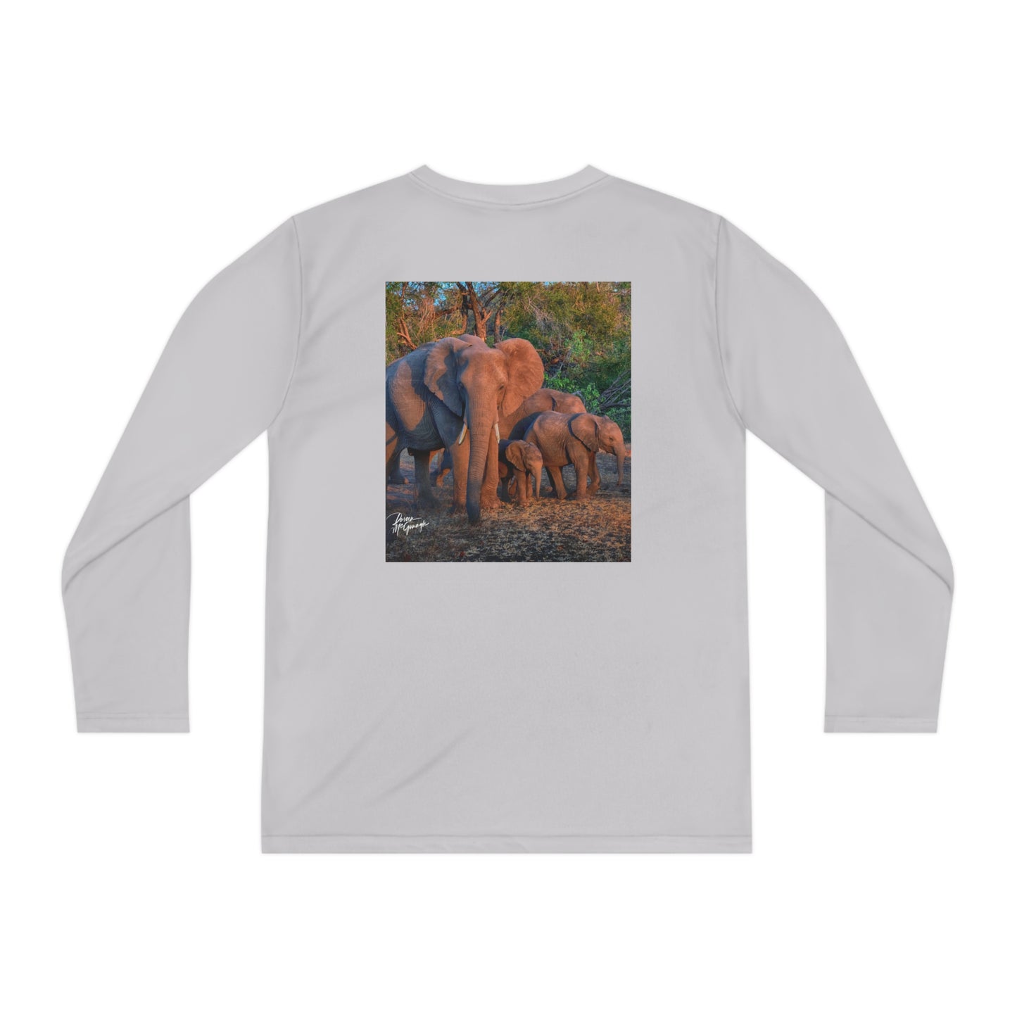 Youth Competitor Long Sleeve Tee with Elephant Family Herd by Enjoy Nature