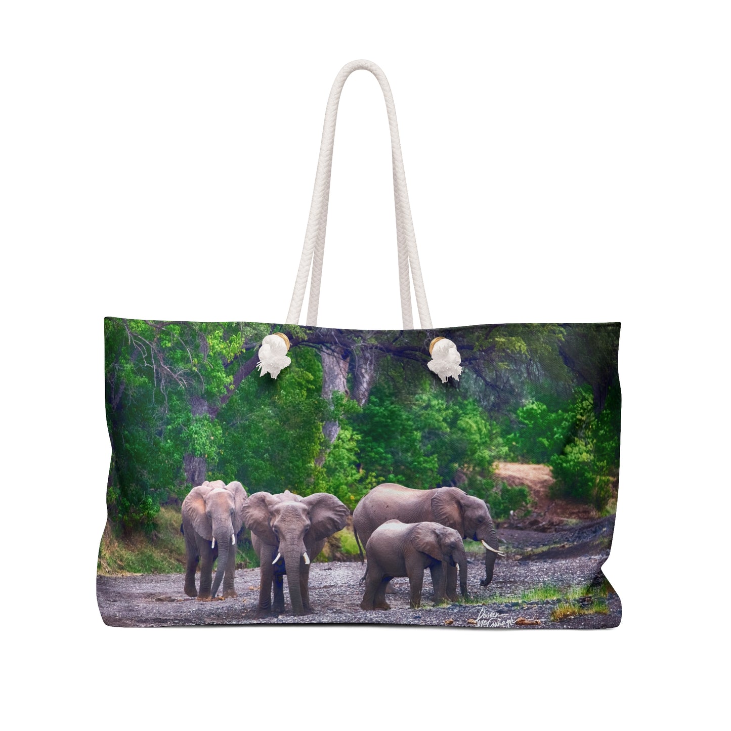 Weekender Tote Bag: Spirited Elephant Herd by Enjoy Nature