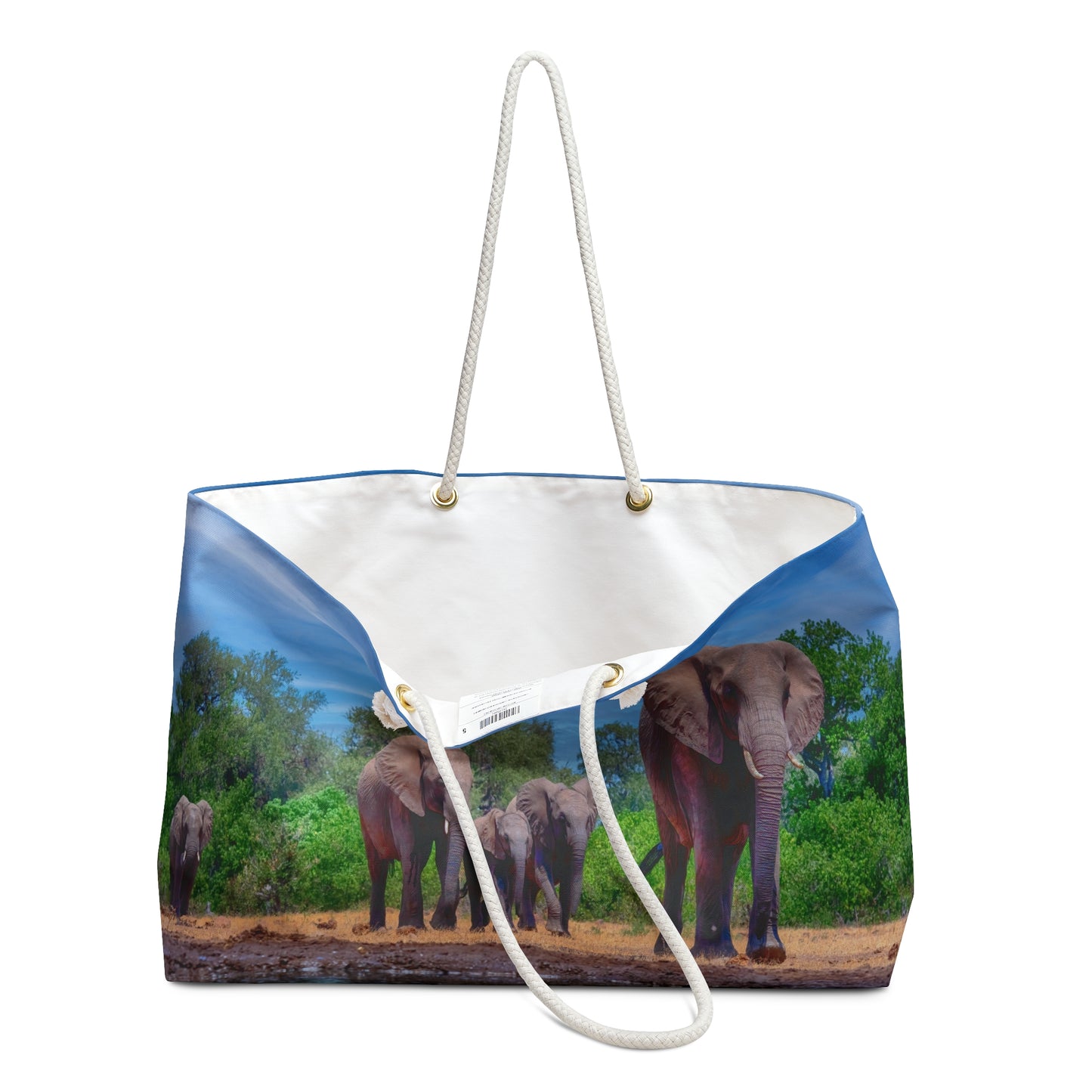 Weekender Tote Bag: Spirited Elephants at Watering Hole by Enjoy Nature