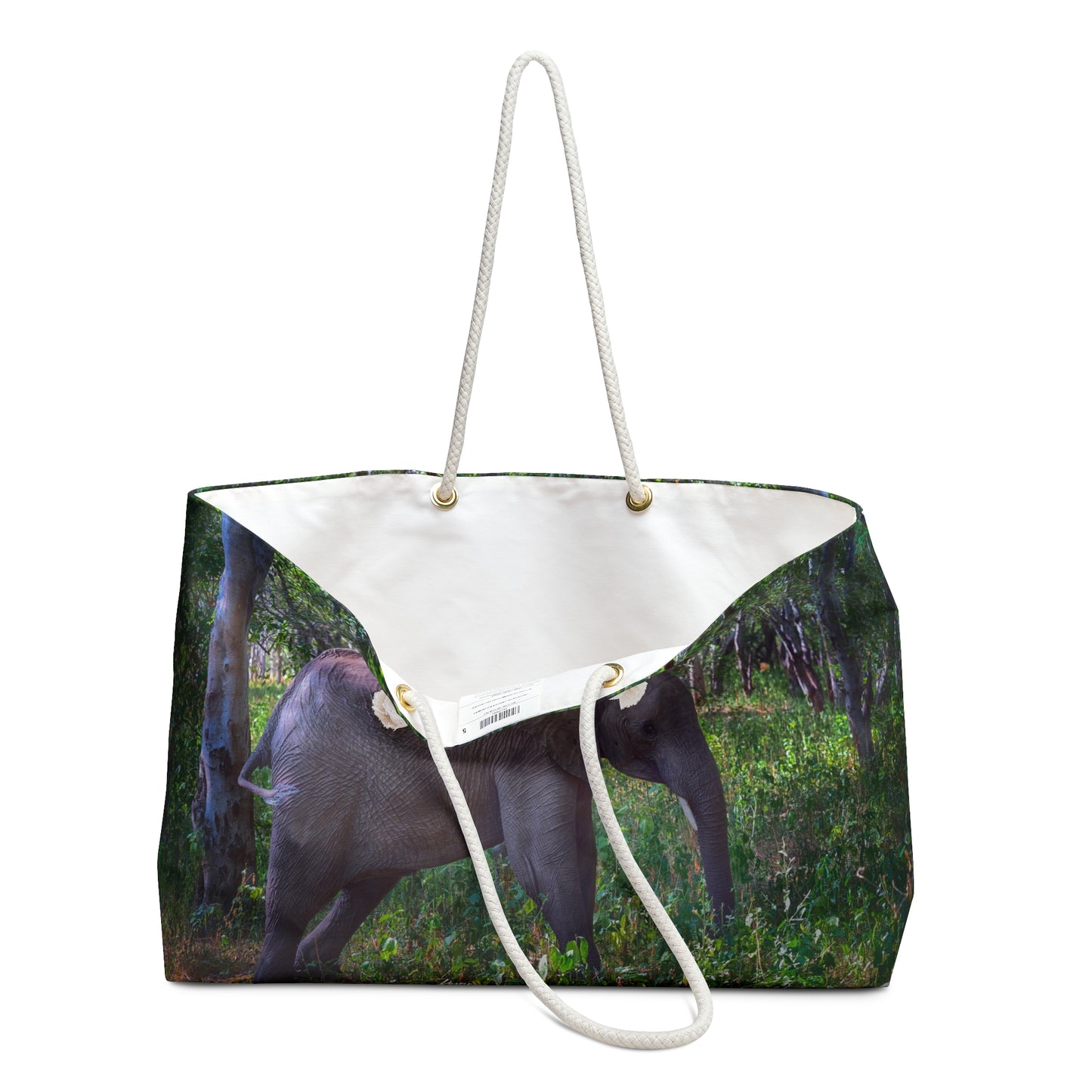 Weekender Tote Bag: Elephant Baby in the Forest by Enjoy Nature