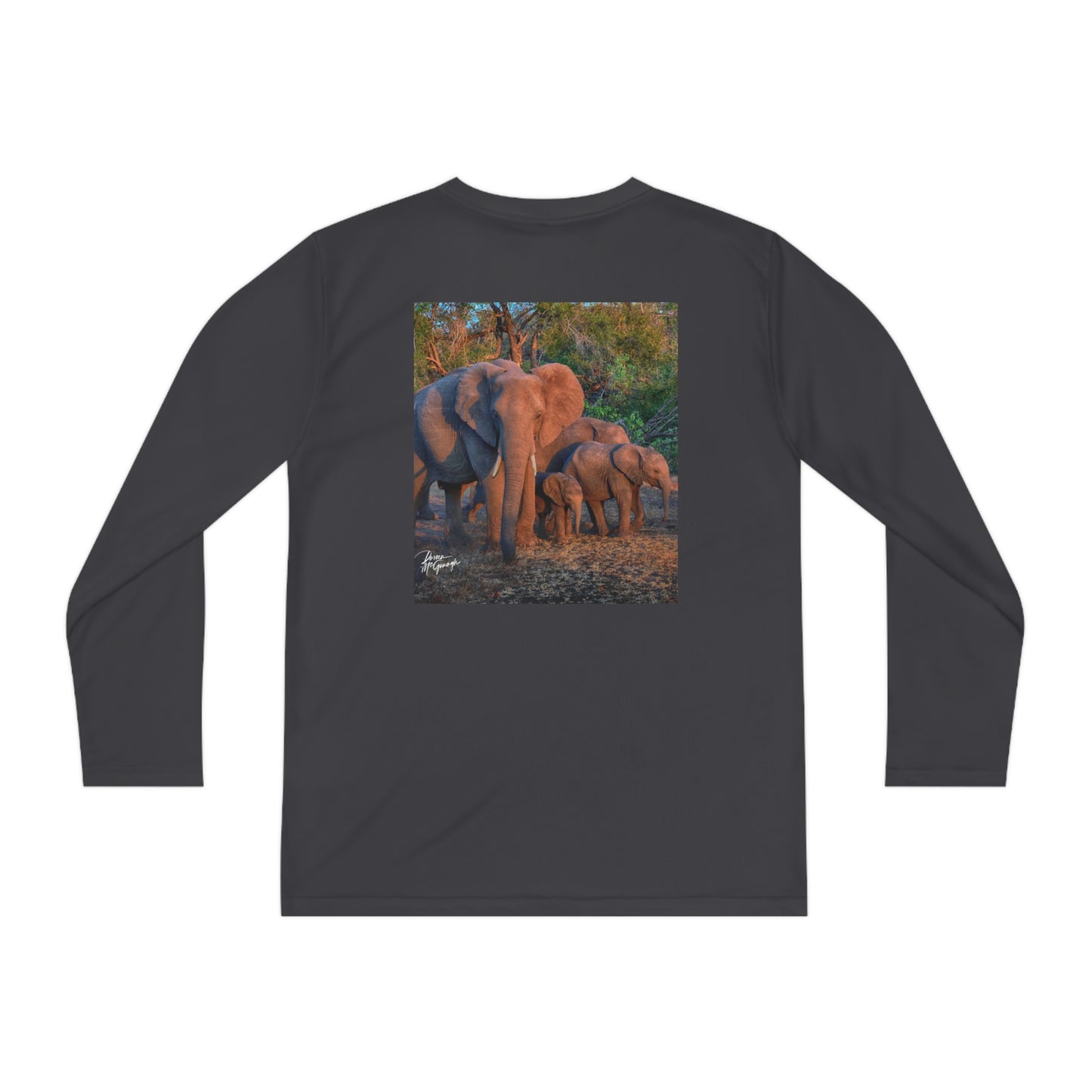 Youth Competitor Long Sleeve Tee with Elephant Family Herd by Enjoy Nature