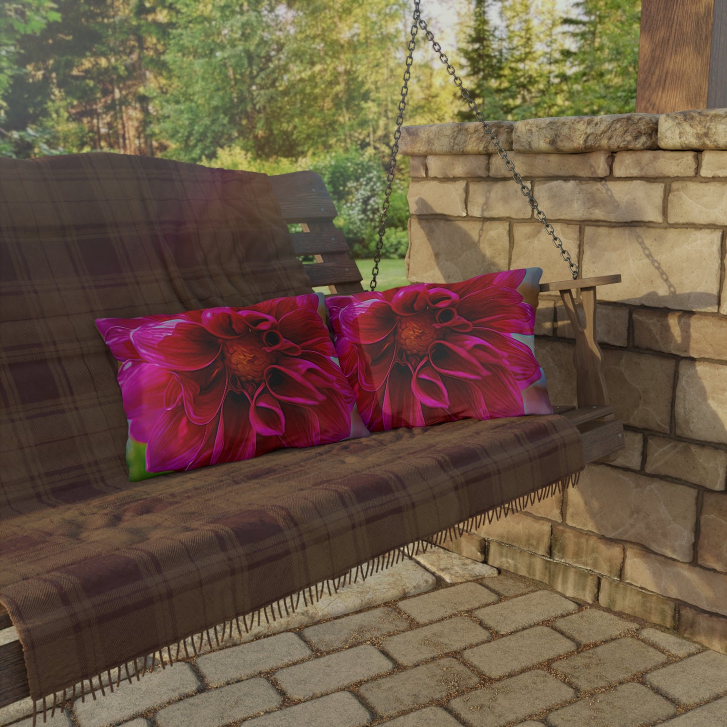 Enjoy Nature Outdoor Pillow with Dahlia Bloom – Artistic, Comfy, and Durable Decorative Accent