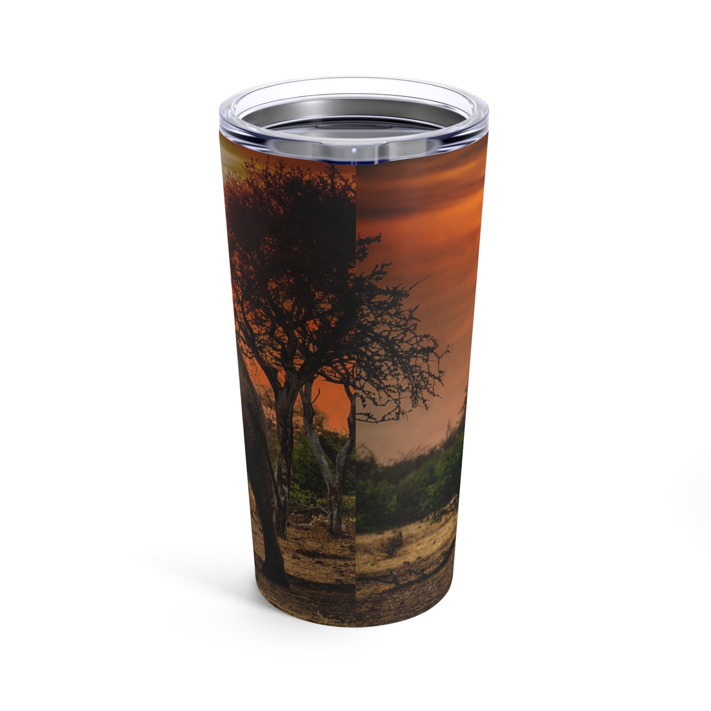 Enjoy Nature Spirited Elephant at Sunset on Savanna 20 oz Travel Tumbler