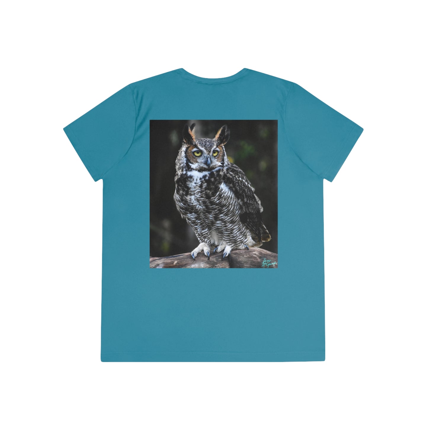 Great Horned Owl Ladies Performance Tee - Stay active and stylish with this moisture-wicking sports tee!