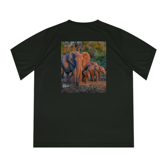 Women's Performance V-Neck T-Shirt - Elephant Family Walking by Enjoy Nature