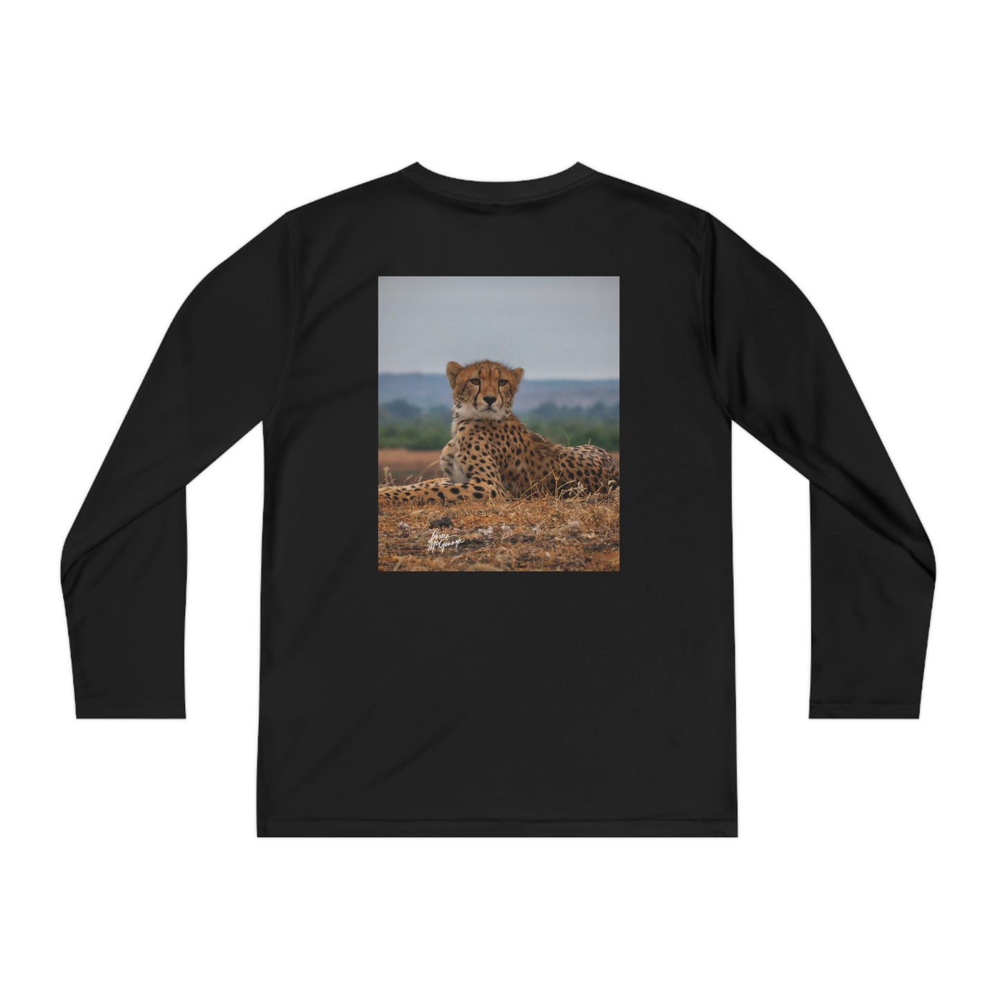 Youth Competitor Long Sleeve Tee with Cheetah Portrait by Enjoy Nature