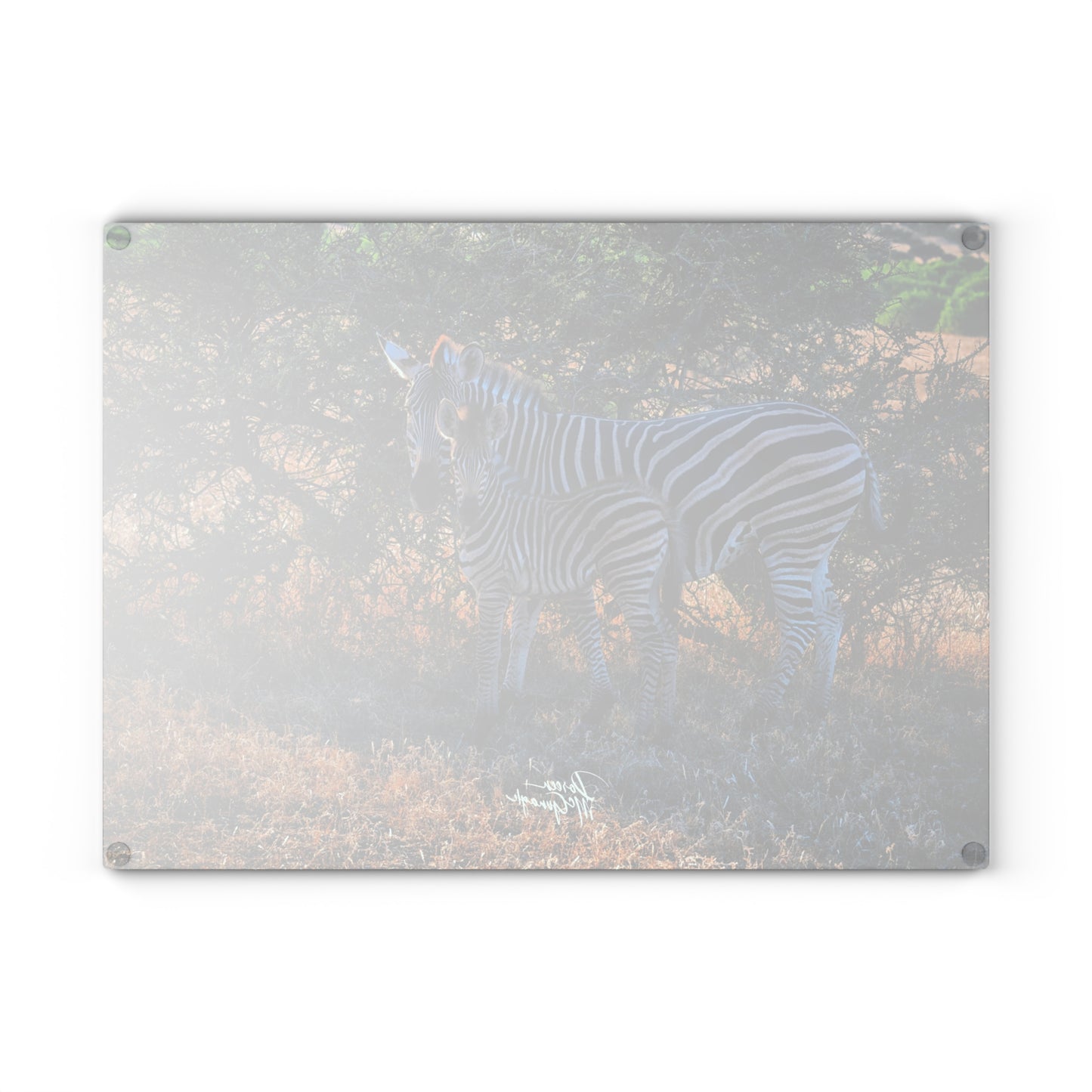 Enjoy Nature Glass Charcuterie Cutting Board with Zebra Stripes Design