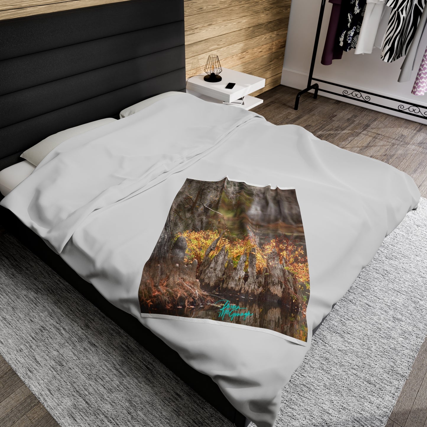 Fall Flowers Caddo Lake Velveteen Plush Blanket | Enjoy Nature™ | Cozy up in Fine Art Photography