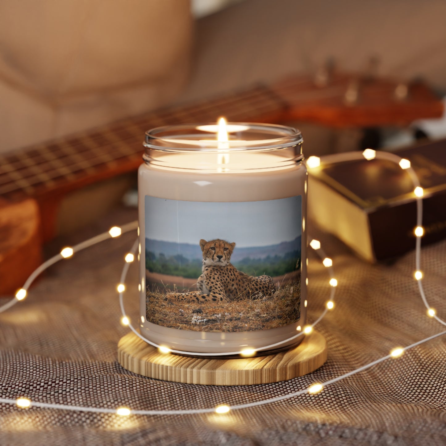 Experience the Pure Essence of Nature with the Cheetah Portrait Scented Soy Candle by Enjoy Nature