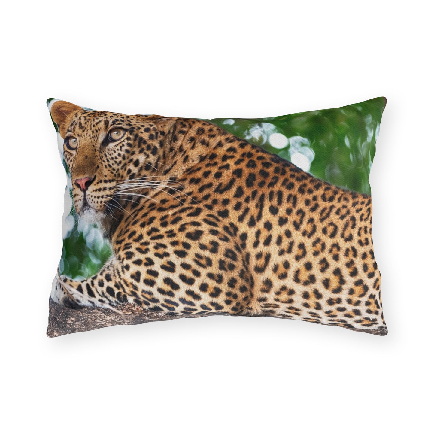 Enjoy Nature Outdoor Pillow with Leopard in Tree – Artistic, Comfy, and Durable Decorative Accent