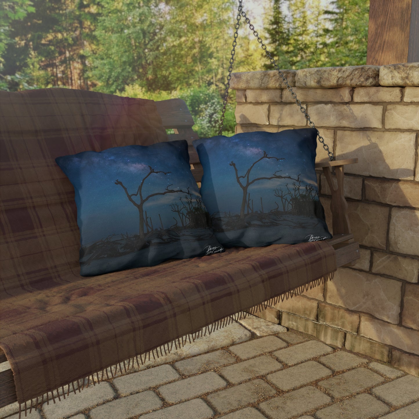 Enjoy Nature Outdoor Pillow with Milky Way Midnight – Artistic, Comfy, and Durable Decorative Accent