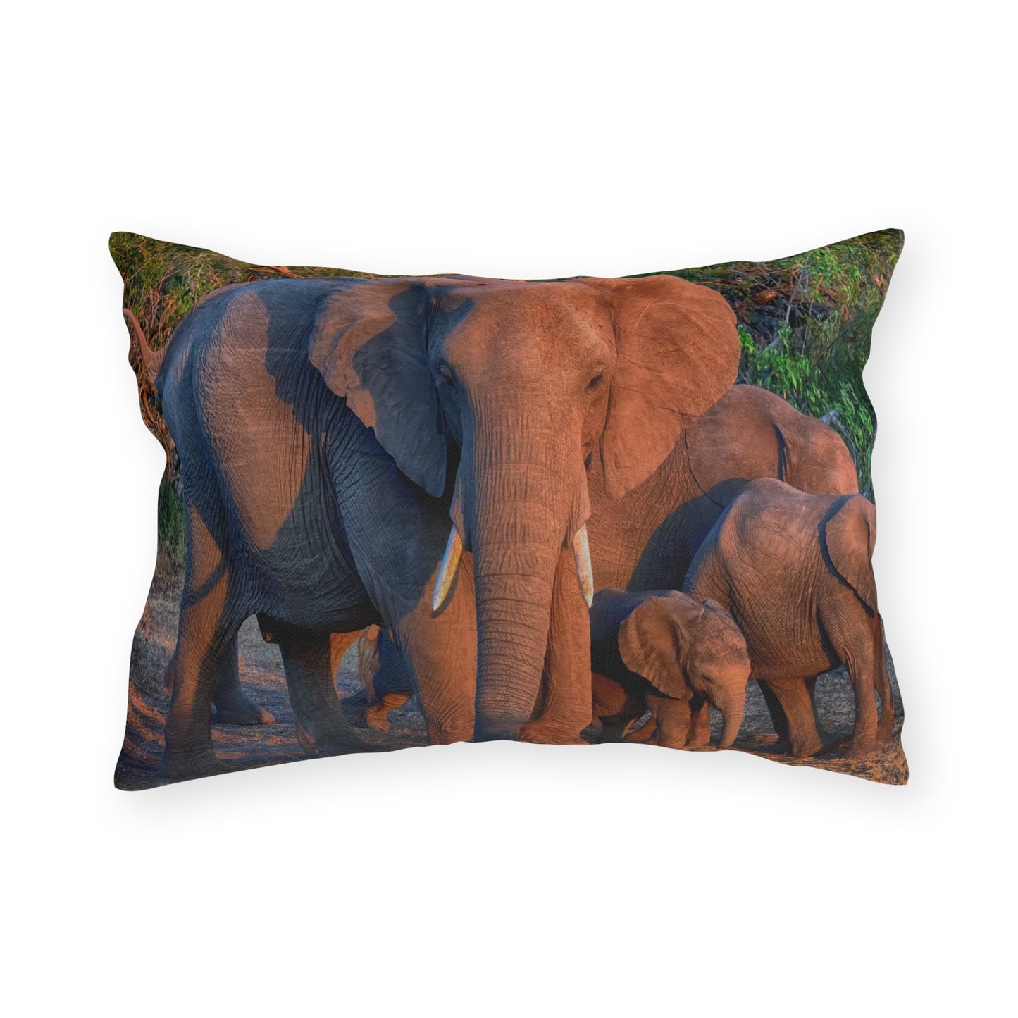 Enjoy Nature Outdoor Pillow with Elephant Family – Artistic, Comfy, and Durable Decorative Accent