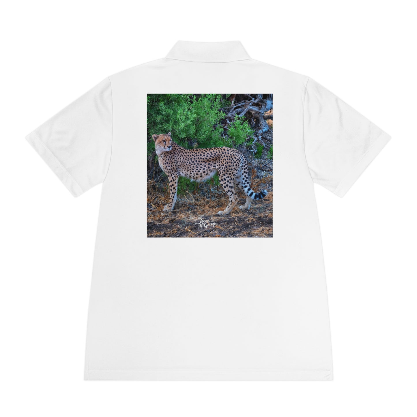 Men's Performance Polo Shirt - Cheetah Stand by Enjoy Nature