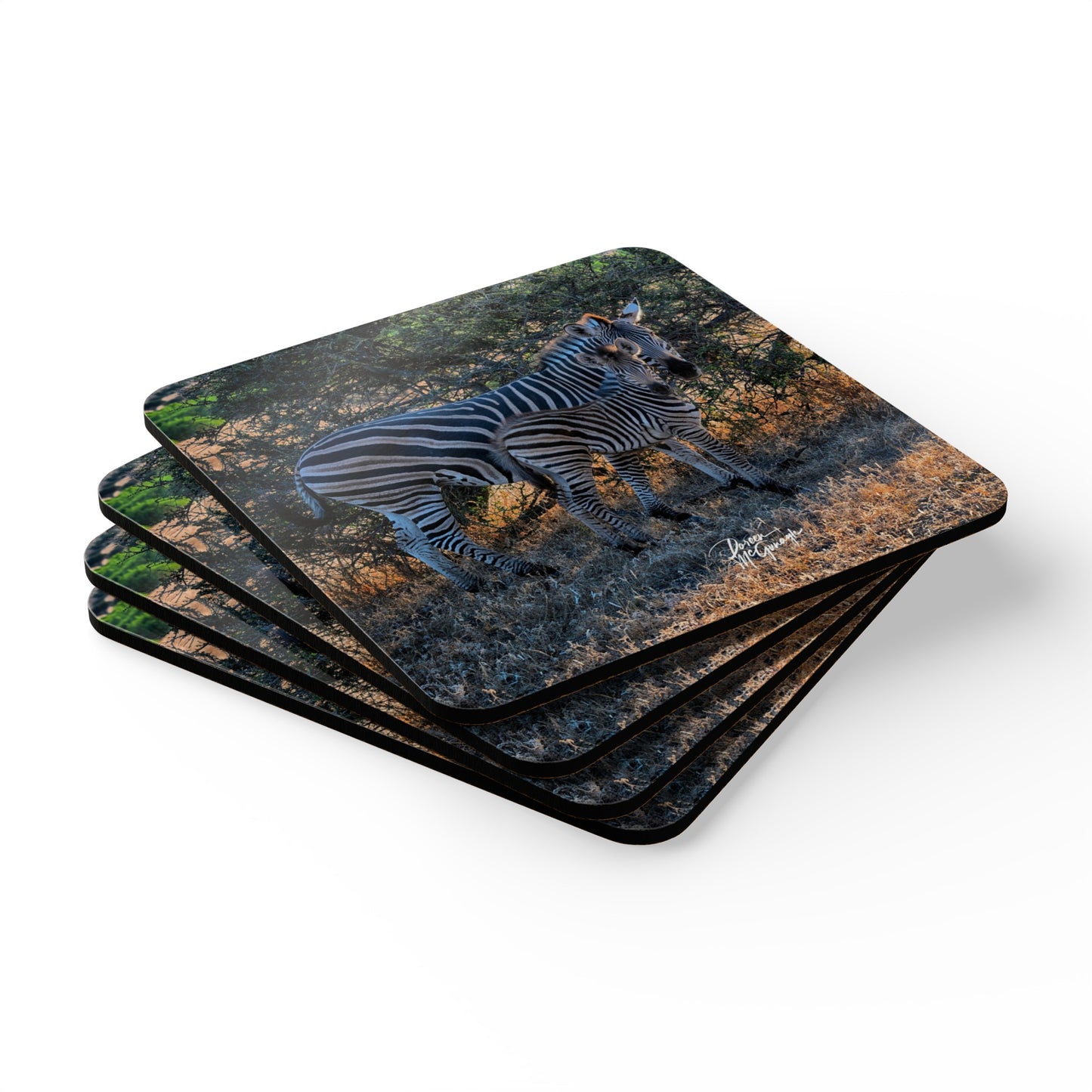 Zebra Stripes Corkwood Coaster Set (Box of 4)