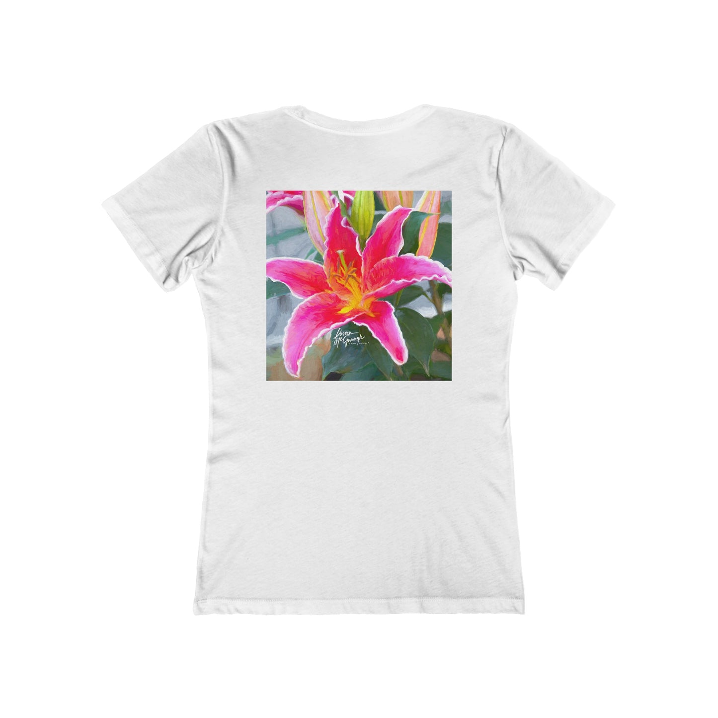 Pink Lily Fitted Boyfriend Tee for Women by Enjoy Nature