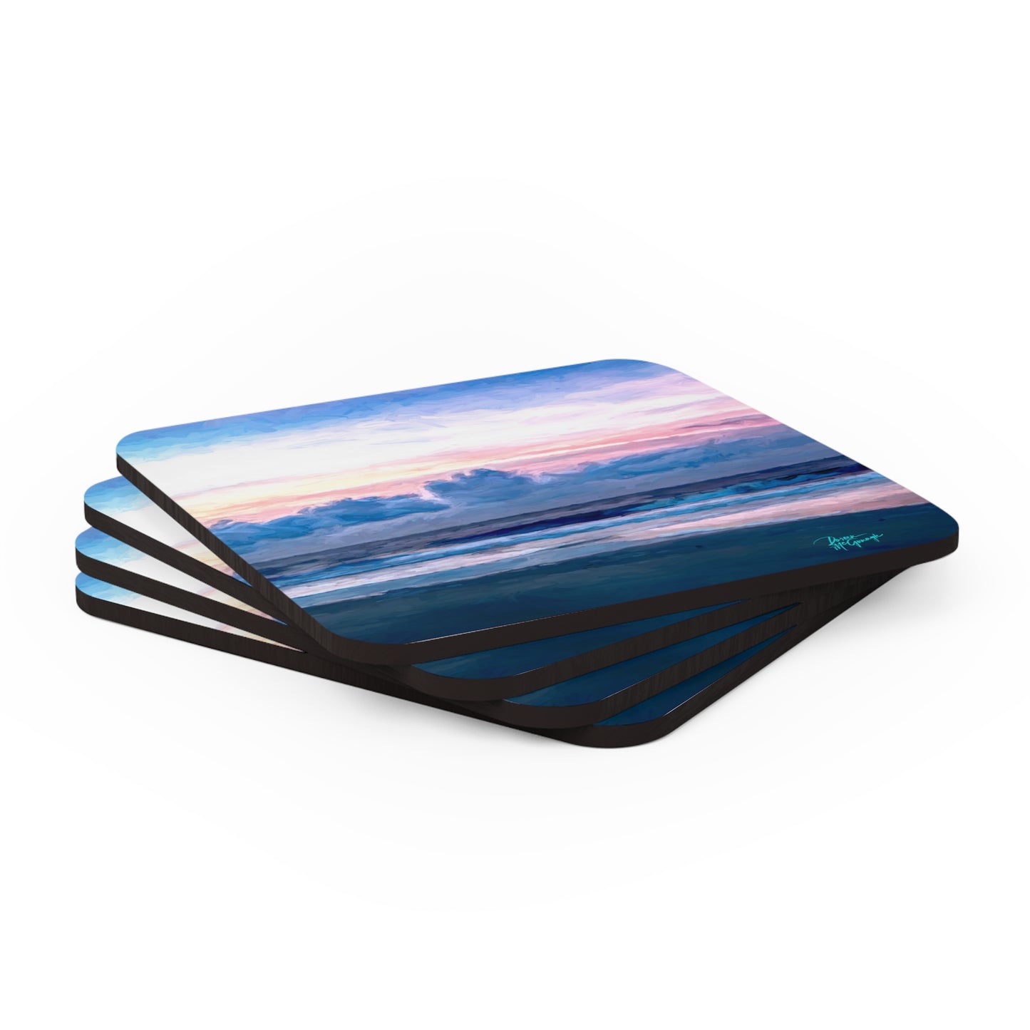 Cotton Candy Sunrise on St. Simon Island Corkwood Coaster Set