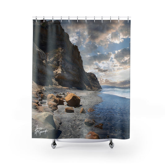 Earthy Shower Curtain, Lagoon Serenity, Nature Inspired