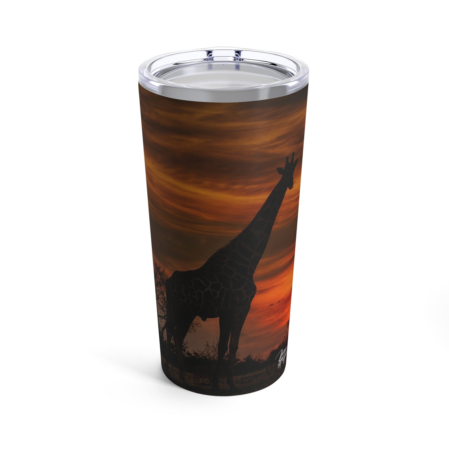 Enjoy Nature Giraffe Silhouette at Sunset 20 oz Travel Tumbler